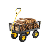Garden Utility Wagon 500 lbs Heavy Duty Steel Cart with Wheels Removable Mesh Sides All Terrain Tires and Rotating Handle